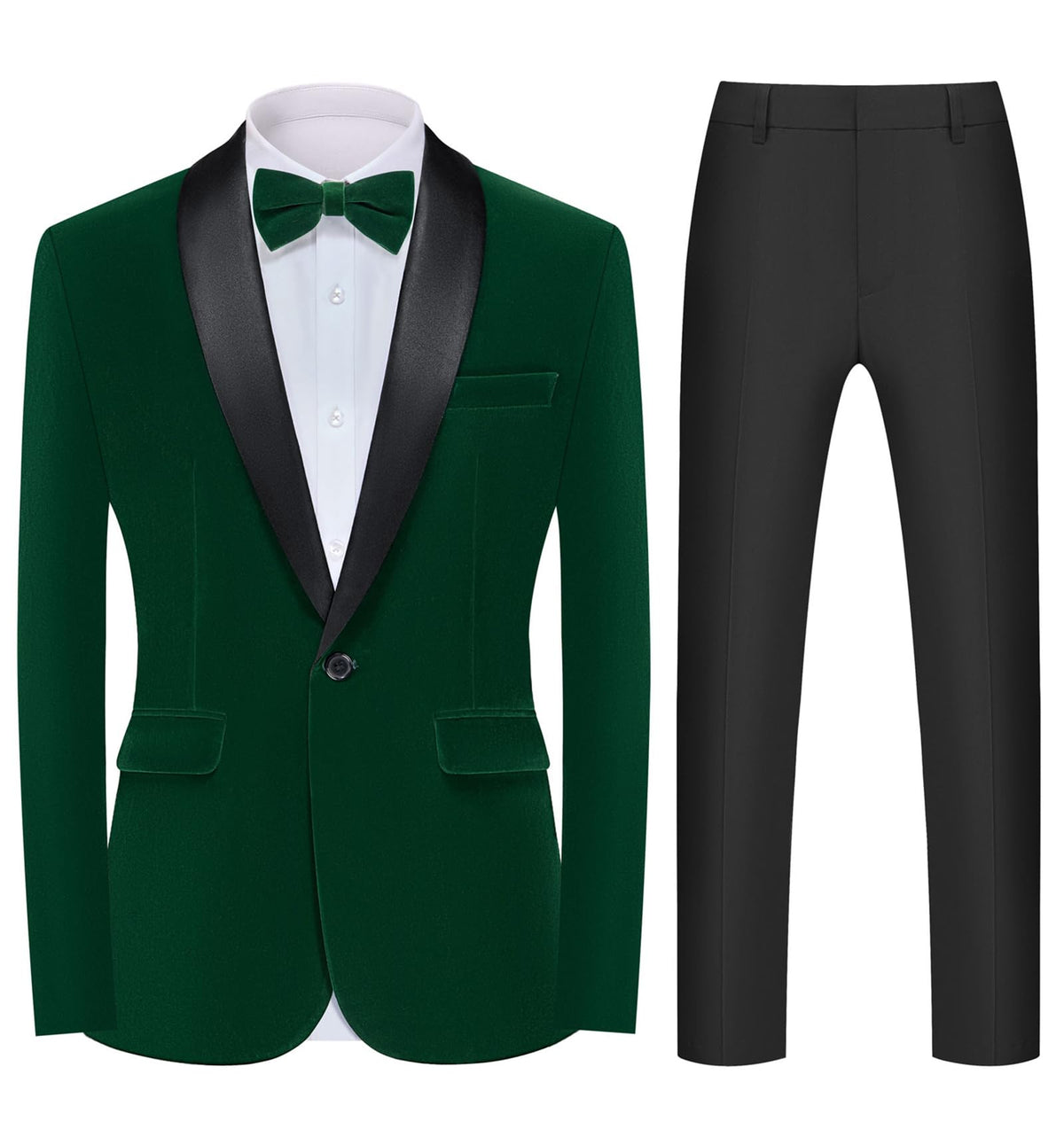 Velvet Dress Suit Men's Peak Lapel Tuxedo Blazer & Pants for Black-Tie Events